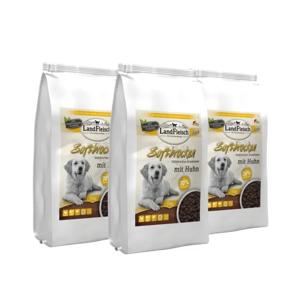 Landfleisch Dog Softbrocken mit Huhn 3x5kg